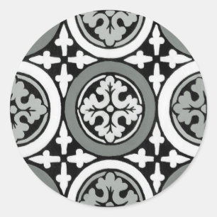 Decorative Renaissance Rosette Tile Design Classic Round Sticker