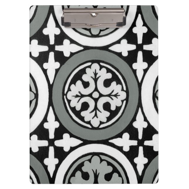 Decorative Renaissance Rosette Tile Design Clipboard (Front)