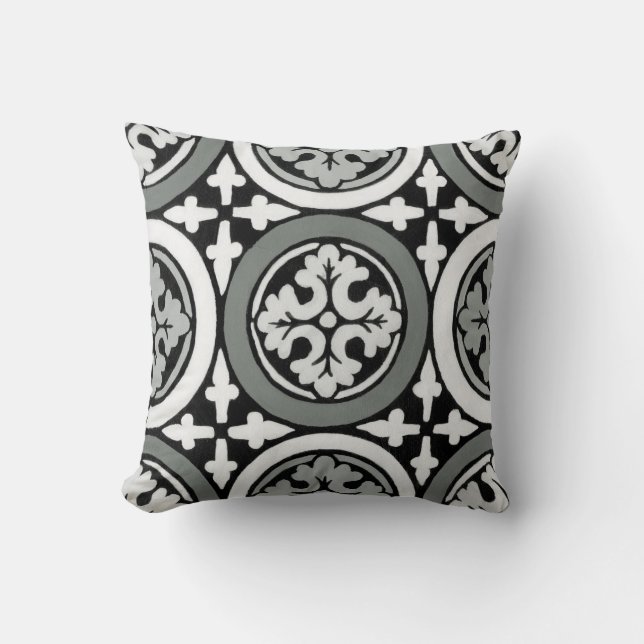 Decorative Renaissance Rosette Tile Design Cushion (Front)