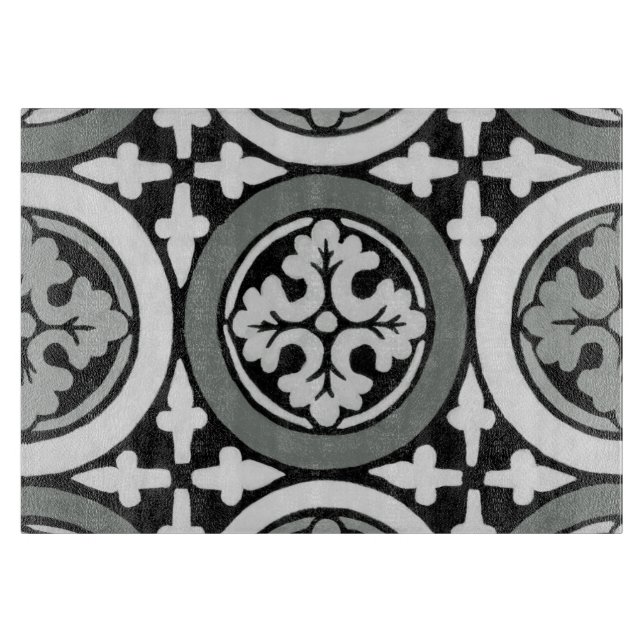 Decorative Renaissance Rosette Tile Design Cutting Board (Front)
