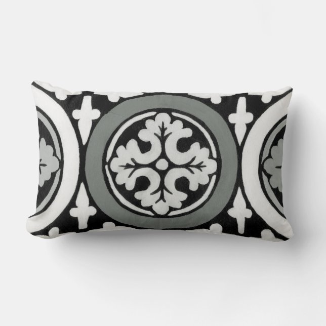 Decorative Renaissance Rosette Tile Design Lumbar Cushion (Front)