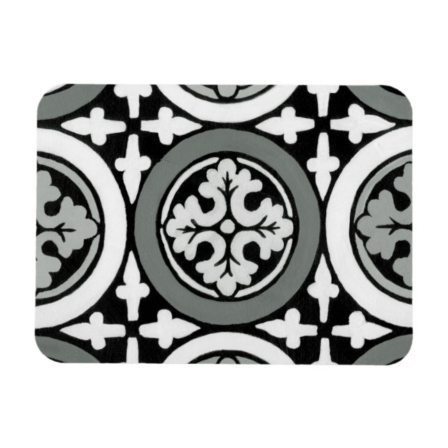 Decorative Renaissance Rosette Tile Design Magnet (Horizontal)