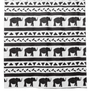 Decorative repeat seamless pattern with hand drawn shower curtain