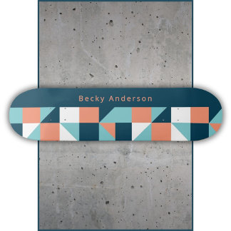 Decorative Retro Blocks and Name Skateboard