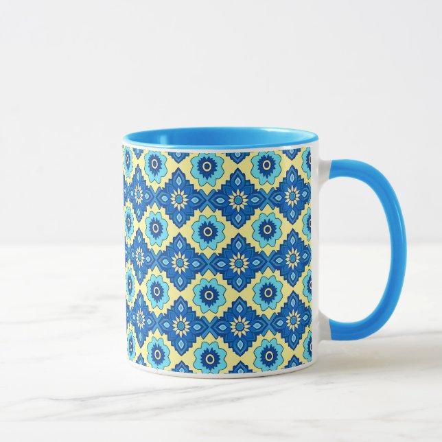 Decorative Retro Geometric Floral Pattern Mug (Right)