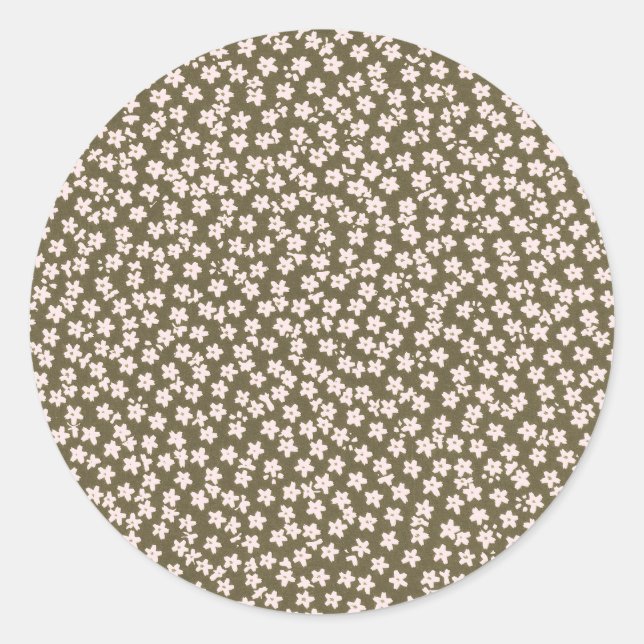 Decorative Retro Japanese Floral Pattern Classic Round Sticker (Front)