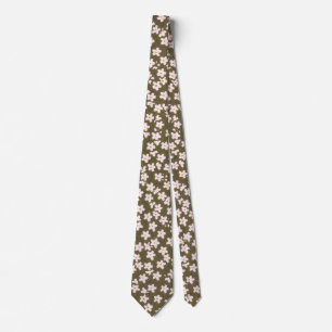 Decorative Retro Japanese Floral Pattern Tie