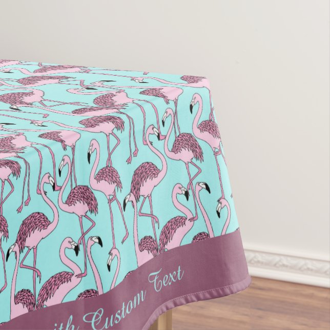 Decorative Retro Pink Flamingos Tropical Exotic Tablecloth (In Situ)