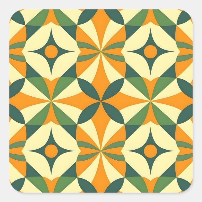 Decorative retro seamless pattern square sticker (Front)