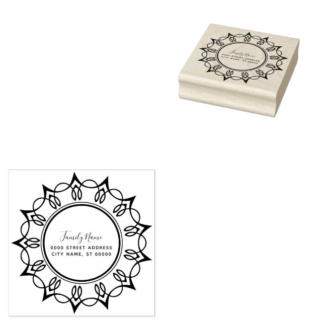 Decorative Return Address Rubber Stamp (Stamped)