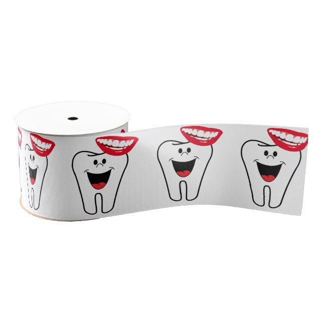 Decorative Ribbon Teeth Smile Dentist Grosgrain Ribbon (Spool)