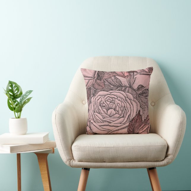 Decorative Roses Blush Pink Cushion (Chair)
