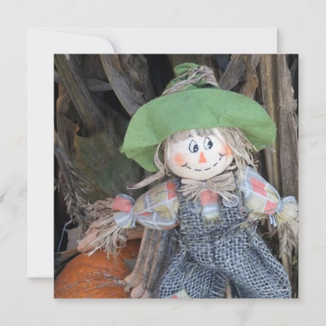 Decorative Scarecrow Fall Harvest Party Invites (Front)