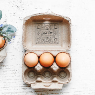 Decorative Script Botanical Farmhouse Egg Carton Rubber Stamp