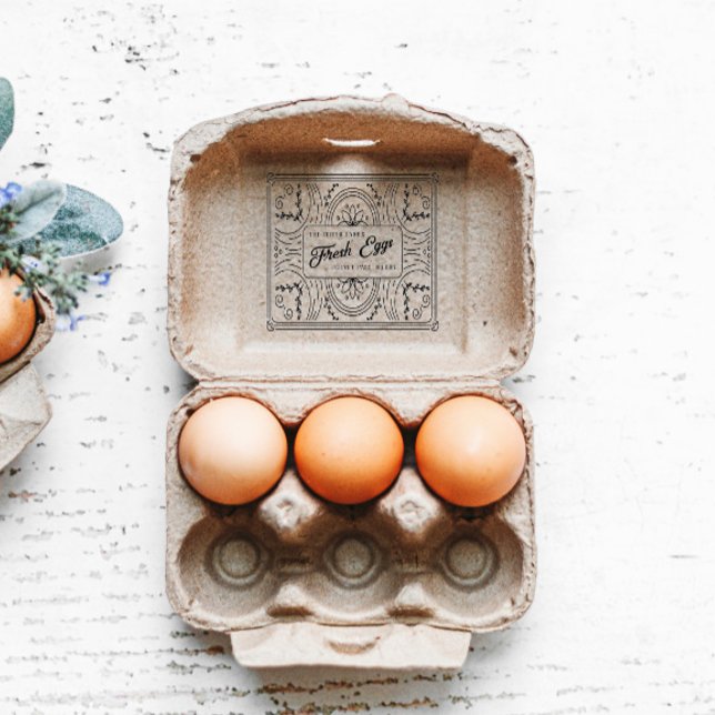 Decorative Script Botanical Farmhouse Egg Carton Rubber Stamp (Creator Uploaded)