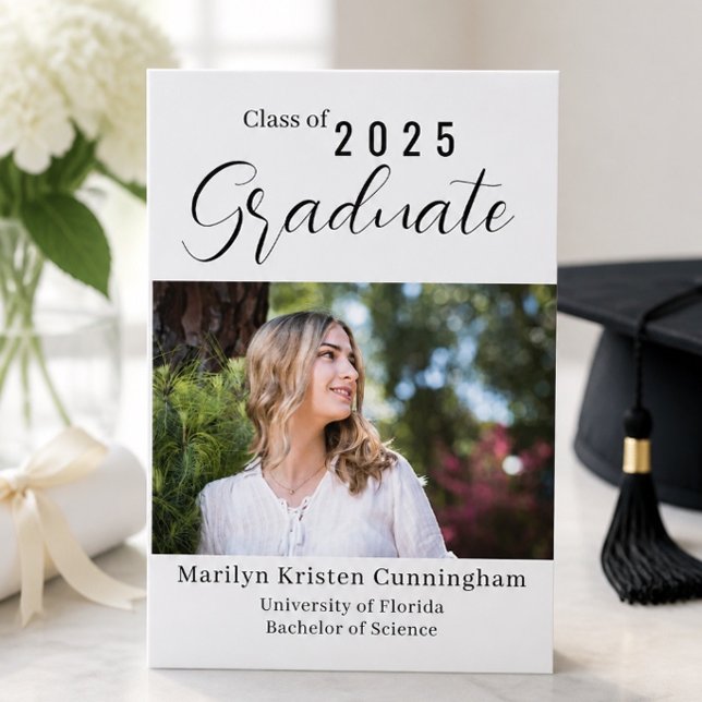 Decorative Script Photo Graduation Announcement (Creator Uploaded)