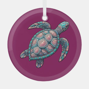 Decorative Sea Turtle Glass Tree Decoration