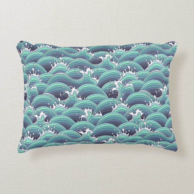 Decorative Sea Wave Background Cushion (Front)