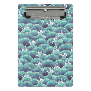 Decorative Sea Wave Background Mini Clipboard