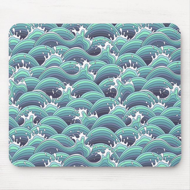Decorative Sea Wave Background Mouse Pad (Front)