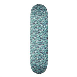 Decorative Sea Wave Background Skateboard