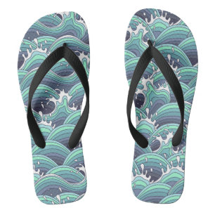 Decorative Sea Wave Background Thongs