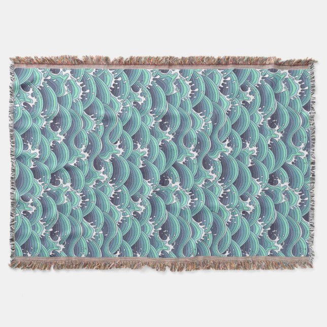 Decorative Sea Wave Background Throw Blanket (Front)