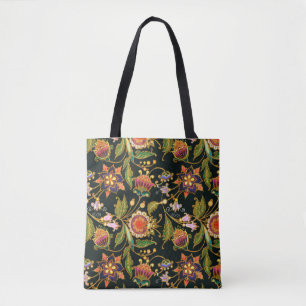 decorative seamless pattern. Flowers leaves curls Tote Bag