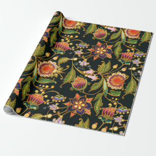 decorative seamless pattern. Flowers leaves curls  Wrapping Paper