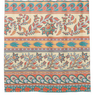 Decorative seamless pattern of borders with flower shower curtain