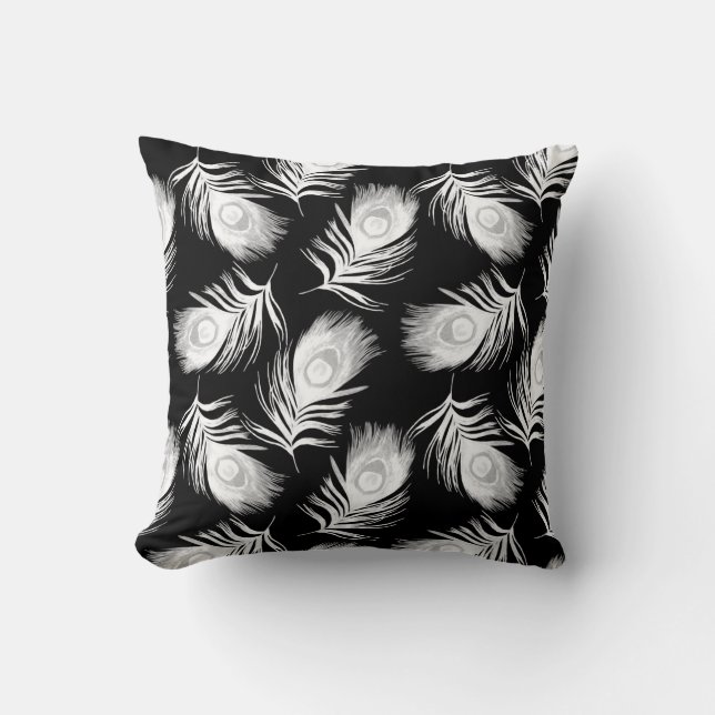 Decorative seamless pattern with beautiful peacock cushion (Front)