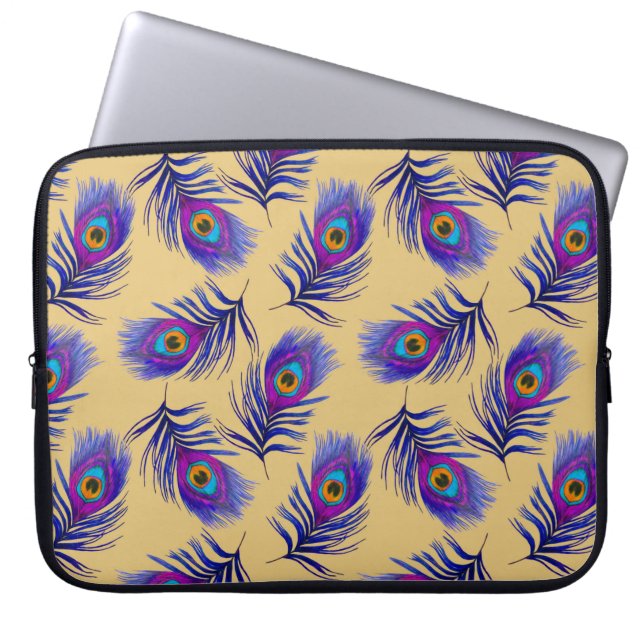 Decorative seamless pattern with beautiful peacock laptop sleeve (Front)
