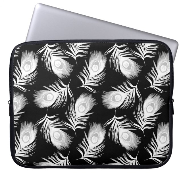 Decorative seamless pattern with beautiful peacock laptop sleeve (Front)