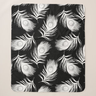 Decorative seamless pattern with beautiful peacock sherpa blanket