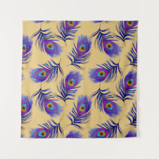 Decorative seamless pattern with beautiful peacock tapestry