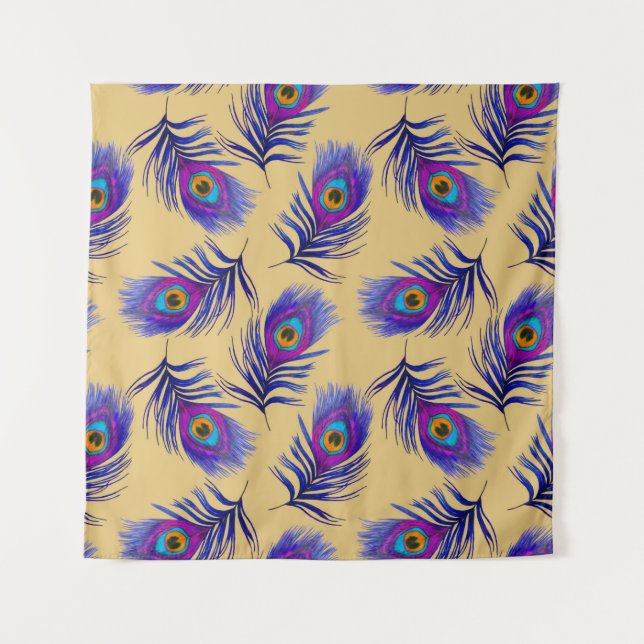 Decorative seamless pattern with beautiful peacock tapestry (Front)