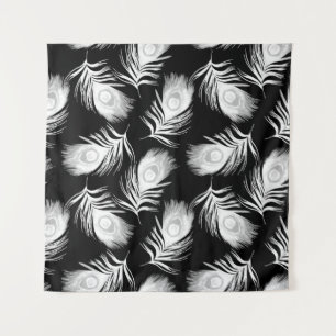 Decorative seamless pattern with beautiful peacock tapestry