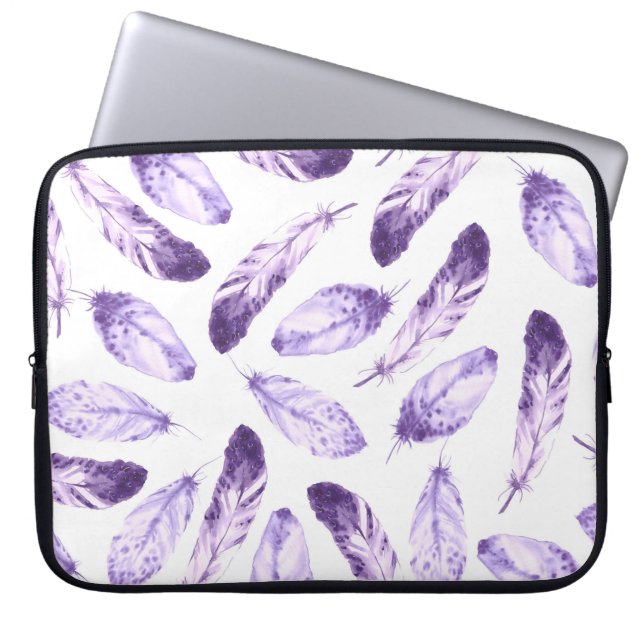 Decorative seamless pattern with feathers. Waterco Laptop Sleeve (Front)