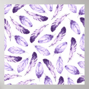 Decorative seamless pattern with feathers. Waterco Poster
