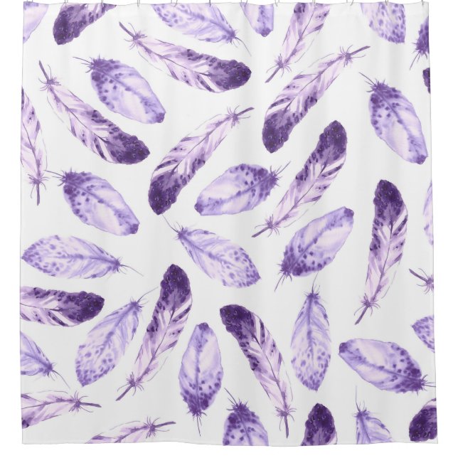 Decorative seamless pattern with feathers. Waterco Shower Curtain (Front)