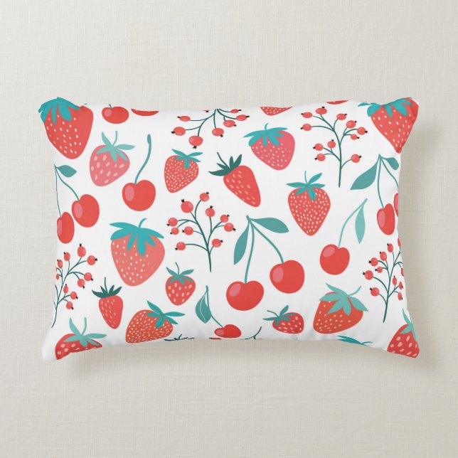 Decorative seamless pattern with fruits, strawberr decorative cushion (Front)