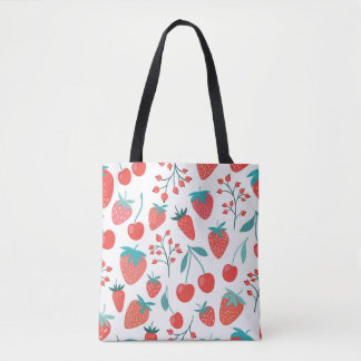 Decorative seamless pattern with fruits, strawberr tote bag