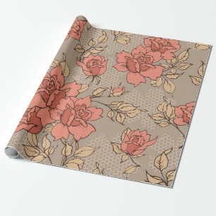 Decorative seamless pattern with lace bouquet of r wrapping paper