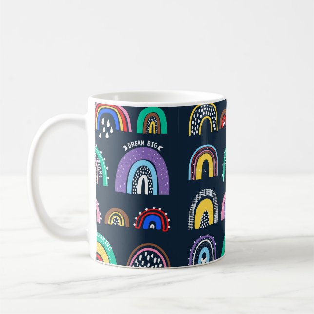 Decorative seamless pattern with strawberry flower coffee mug (Left)