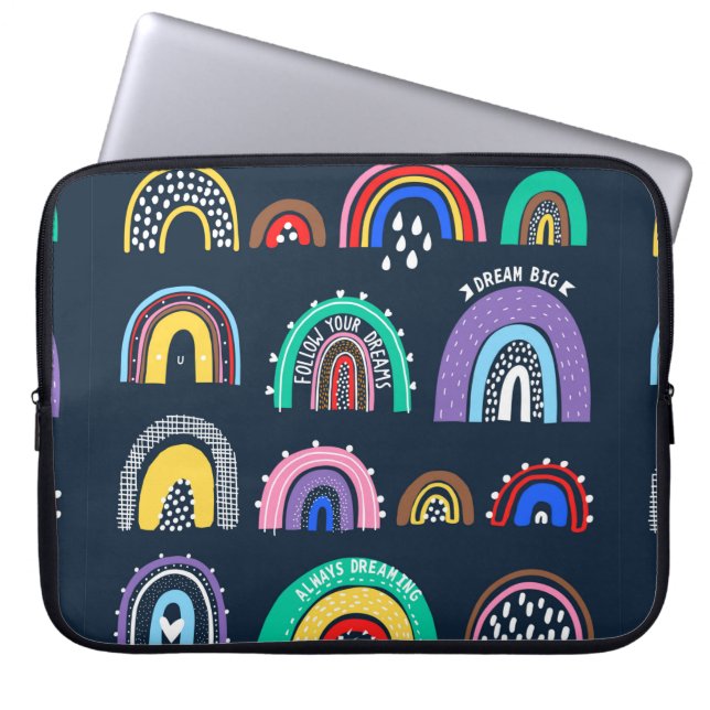 Decorative seamless pattern with strawberry flower laptop sleeve (Front)