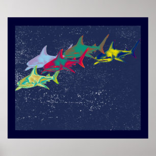 decorative sharks for walls poster