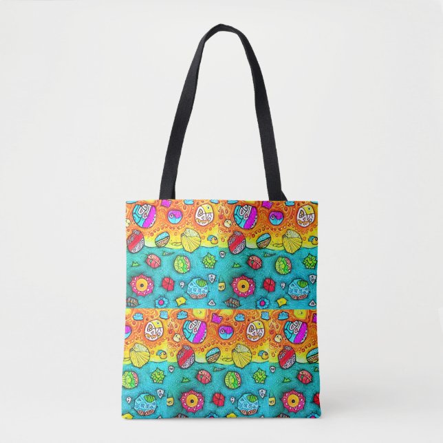 Decorative shells and stones tote bag (Front)