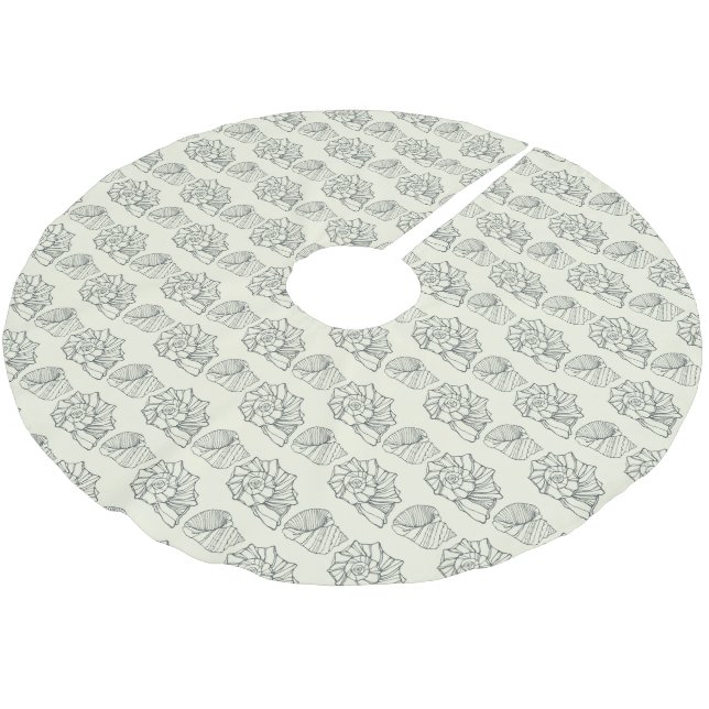 Decorative Shells Pattern Brushed Polyester Tree Skirt (Angled)
