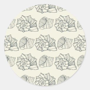 Decorative Shells Pattern Classic Round Sticker
