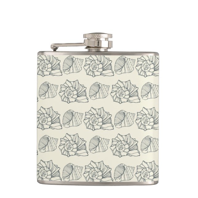 Decorative Shells Pattern Hip Flask (Front)